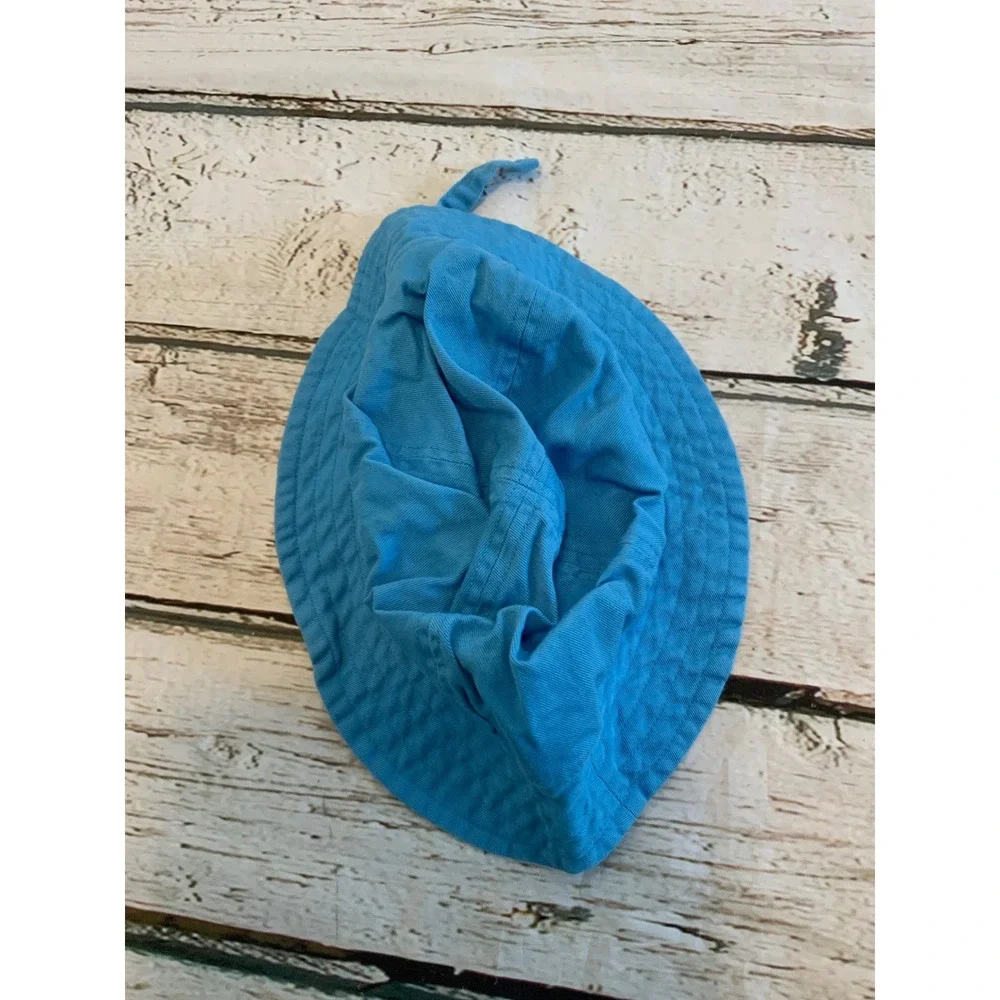 Hanna Andersson Kids Blue Cotton Twill Sun Hat with Chin Ties Size Small